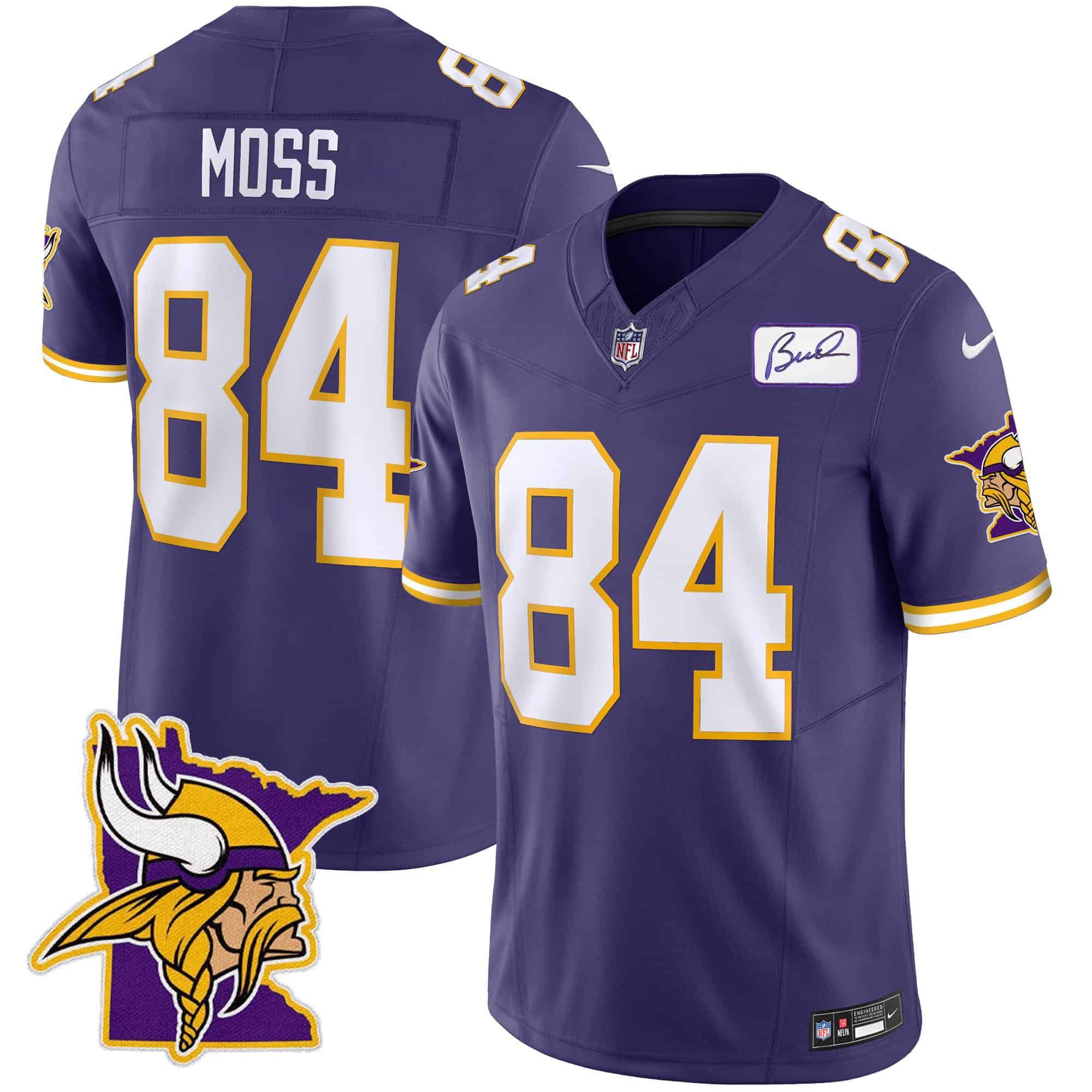 Men Minnesota Vikings #84 Moss Purple 2024 Nike Patch Classic Limited NFL Jersey style 1